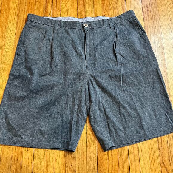 Tommy Bahama Shorts Mens 38 Gray Pleated Silk Beach Outdoor Activewear - Picture 1 of 9